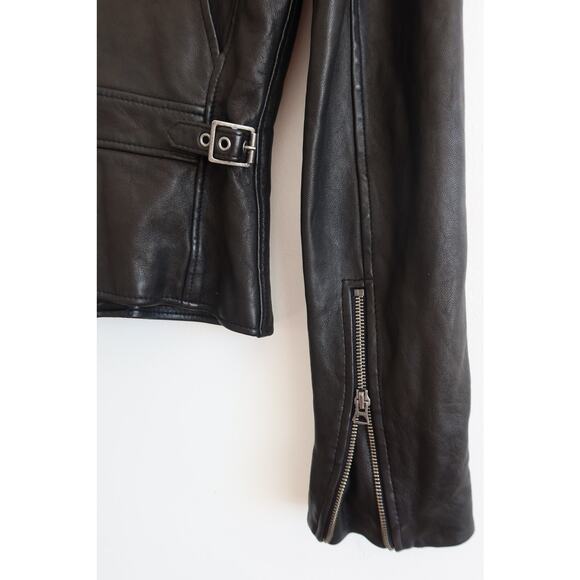 Vintage Ralph Lauren Leather Moto Jacket Black Leather Riders Jacket Size 2 - Picture 6 of 11